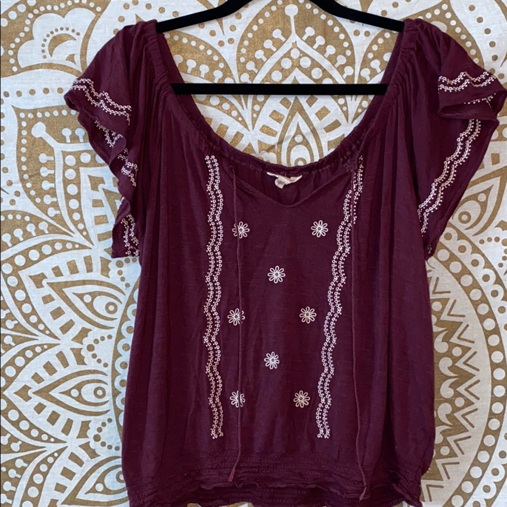 cropped off the shoulder top